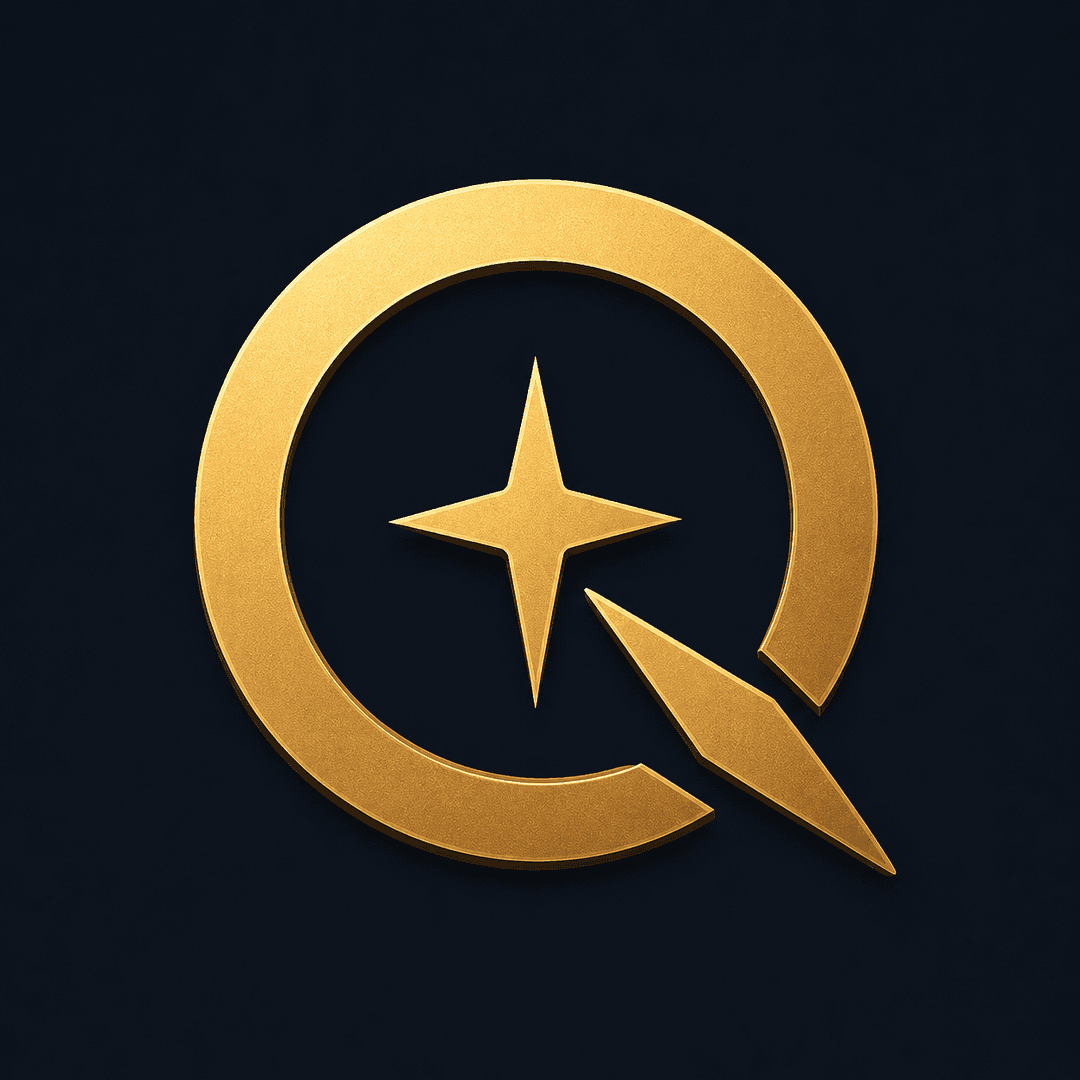 Quest app icon with a gold compass mark